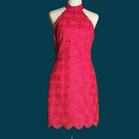 Trina Turk Vibrant Pink Lace Mini Dress - greenwatershopping.com